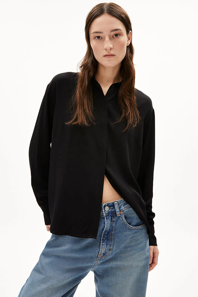 ARMEDANGELS  Blouse Lange Mouw Larisaana Zwart