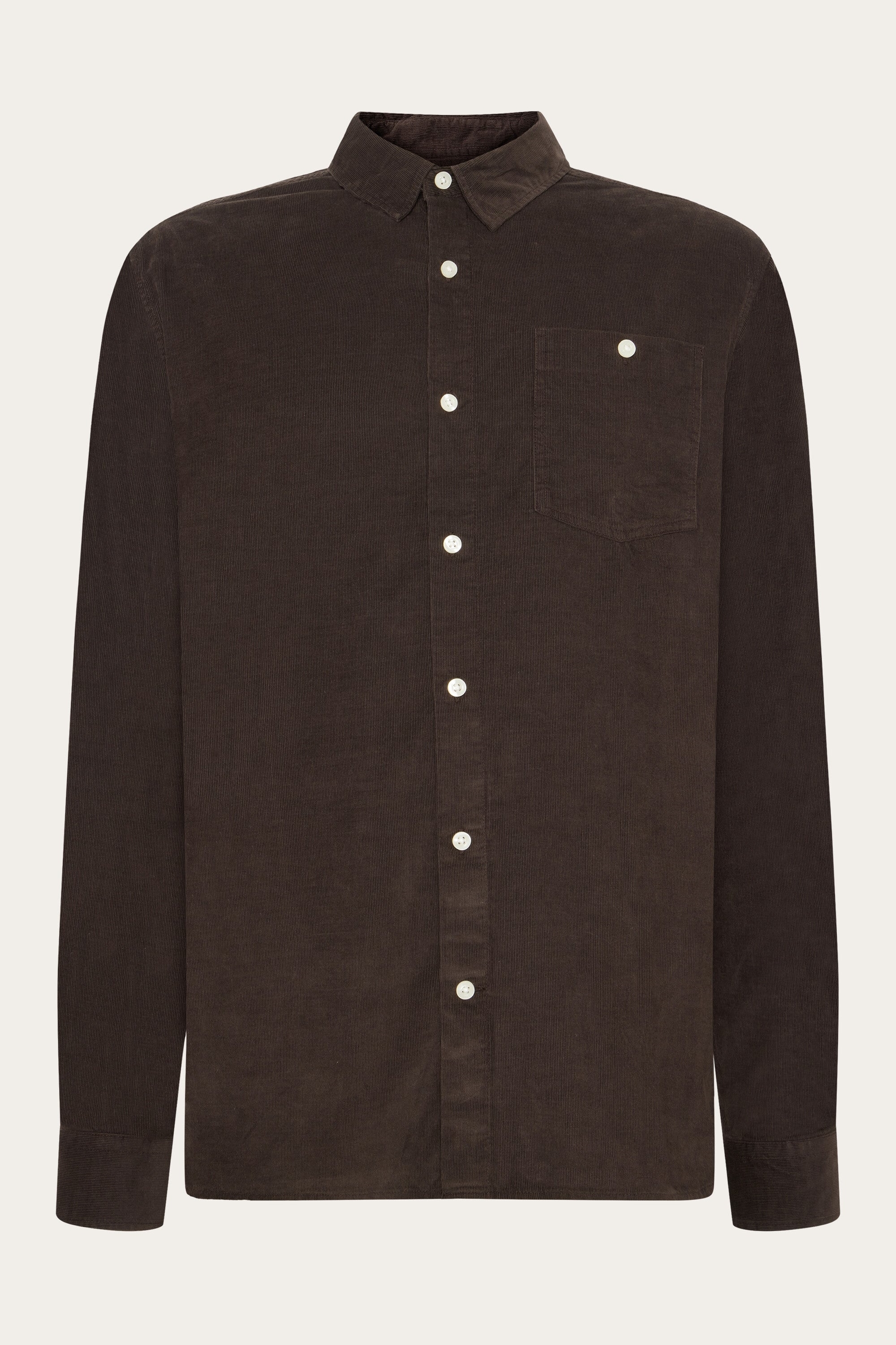 KnowledgeCotton Apparel mannen vegan Shirt Corduroy Regular Chocoladetaart