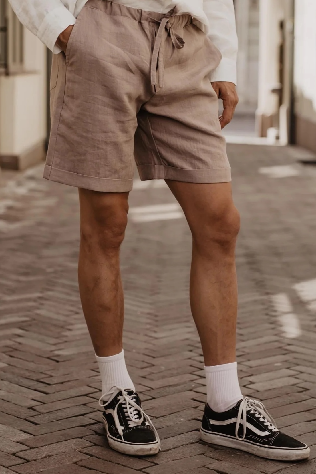 AmourLinen mannen vegan Shorts Ares Rosy Bruin