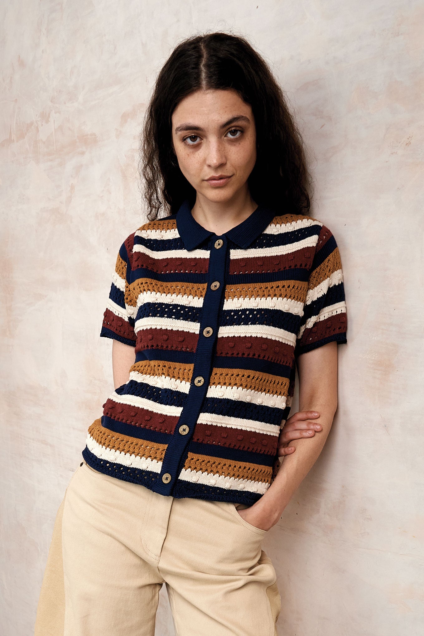 KOMODO  Cardigan Clara Multicolor Beige/Blauw/Bruin