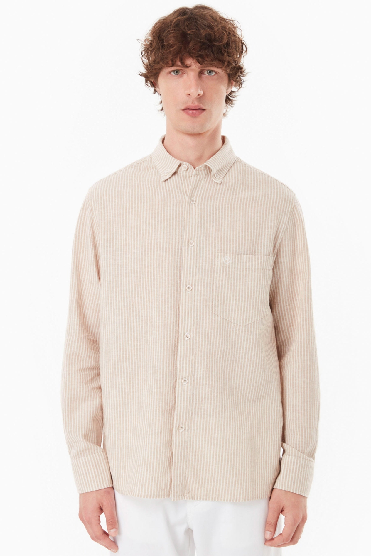 ORGANICATION mannen vegan Overhemd Beige/Off White