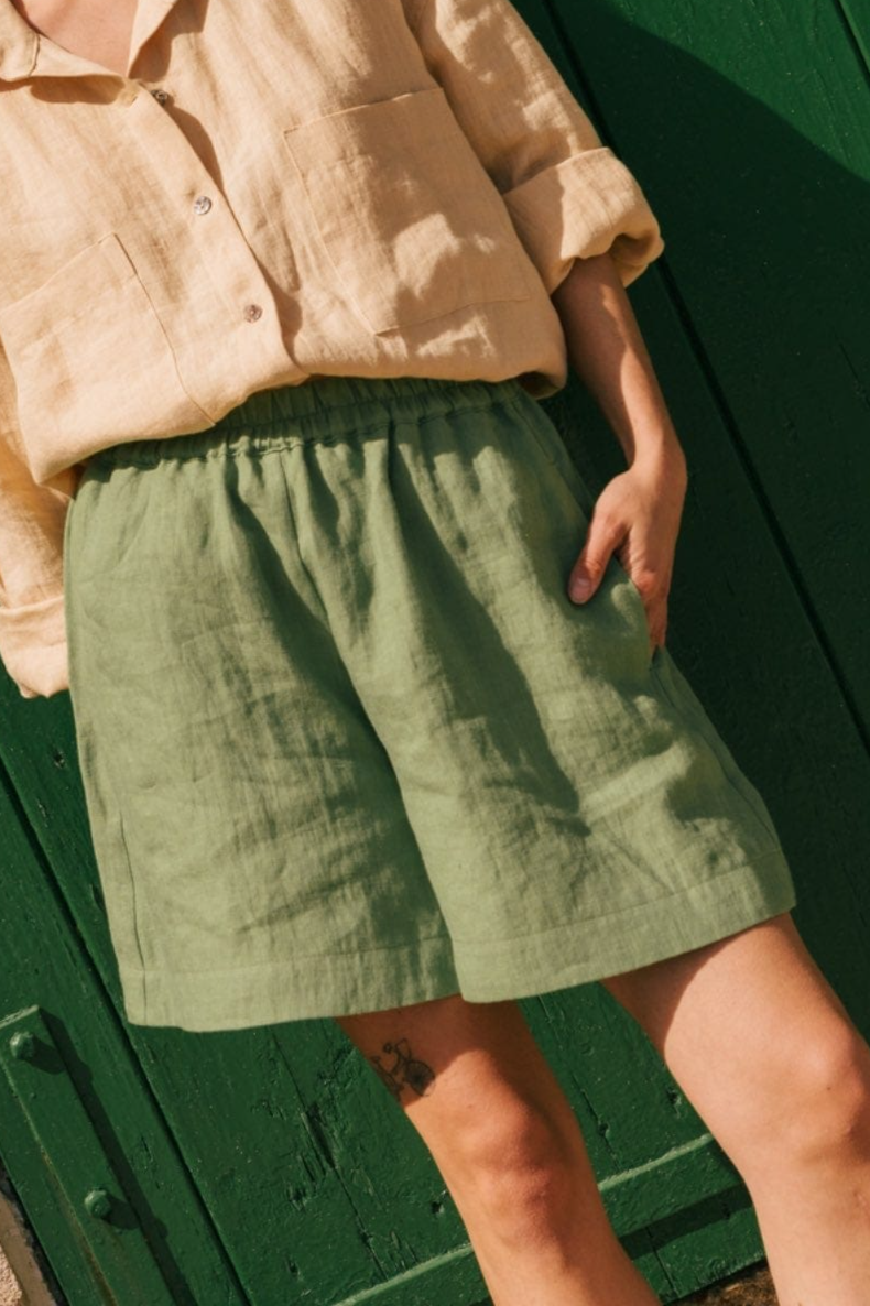 AmourLinen  Shorts Betty Classic Matcha Groen