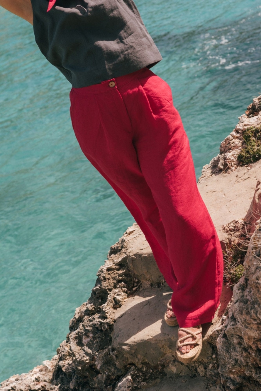 AmourLinen  Broek Lydia Viva Magenta