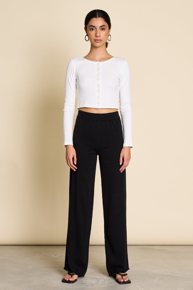 JAN 'N JUNE  Gebreide Broek Ana Zwart