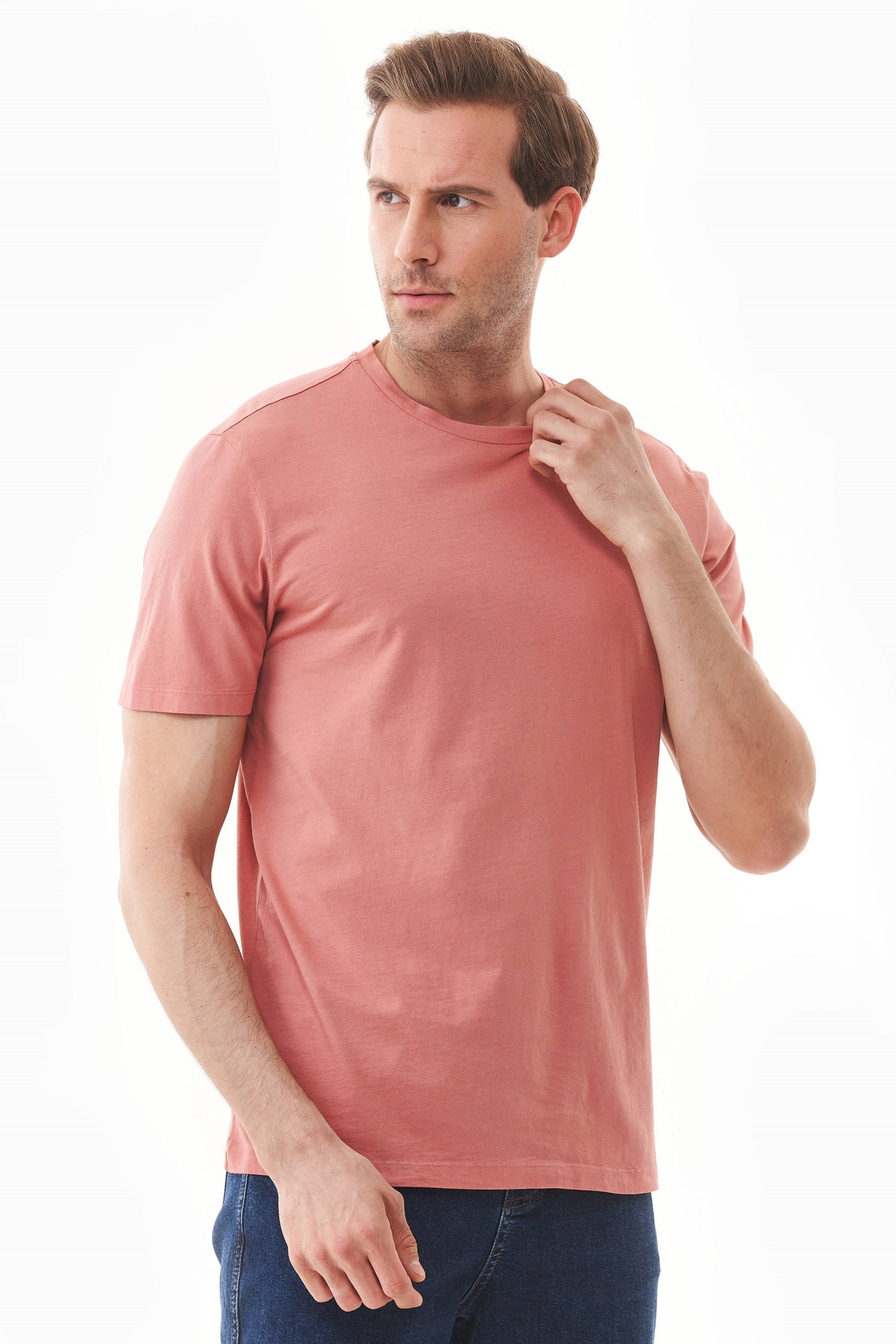 ORGANICATION mannen vegan T-Shirt Rubia Bloem Lichtrood