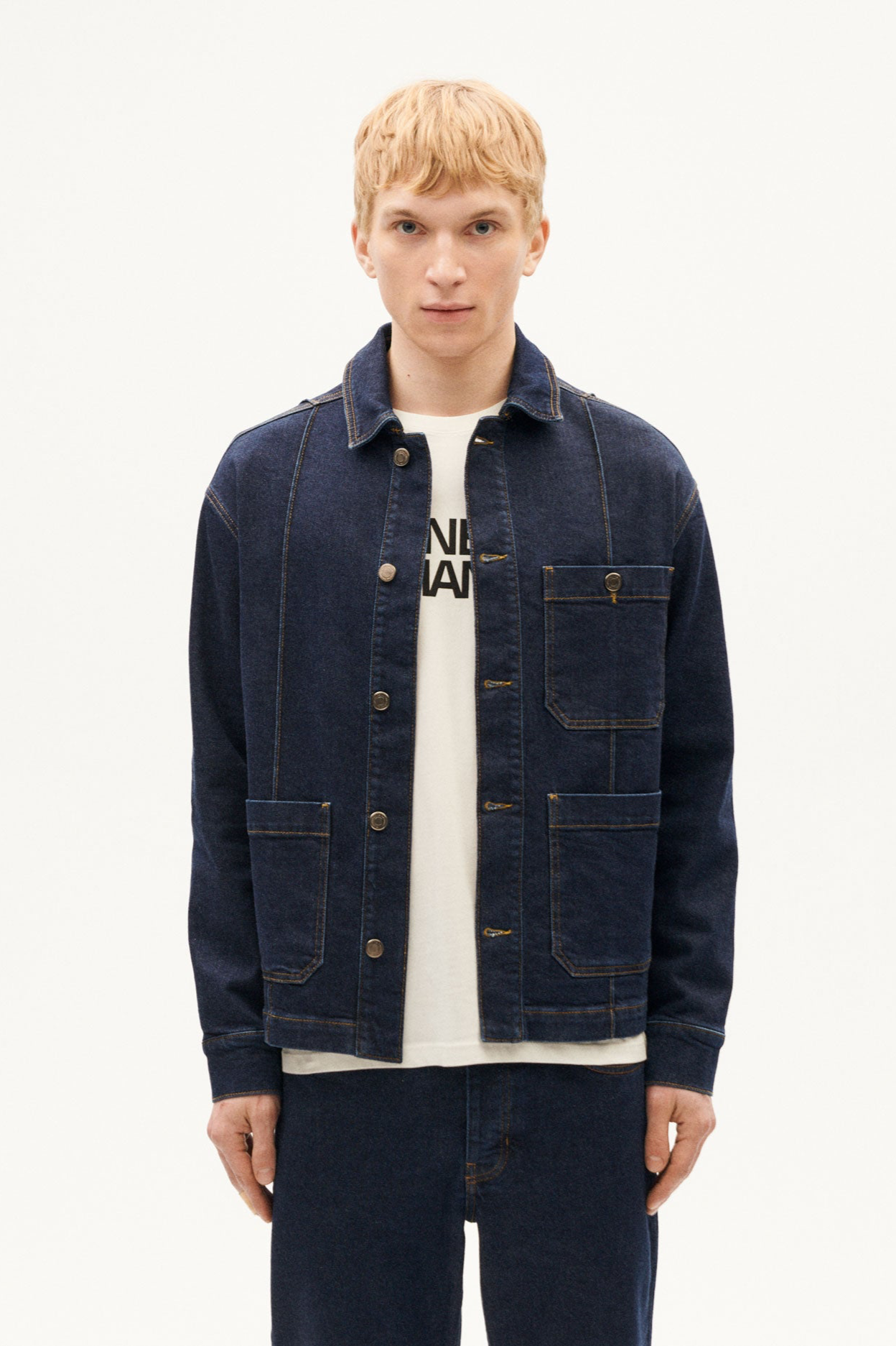 Thinking MU mannen vegan Jas Gus Denim Donkerblauw