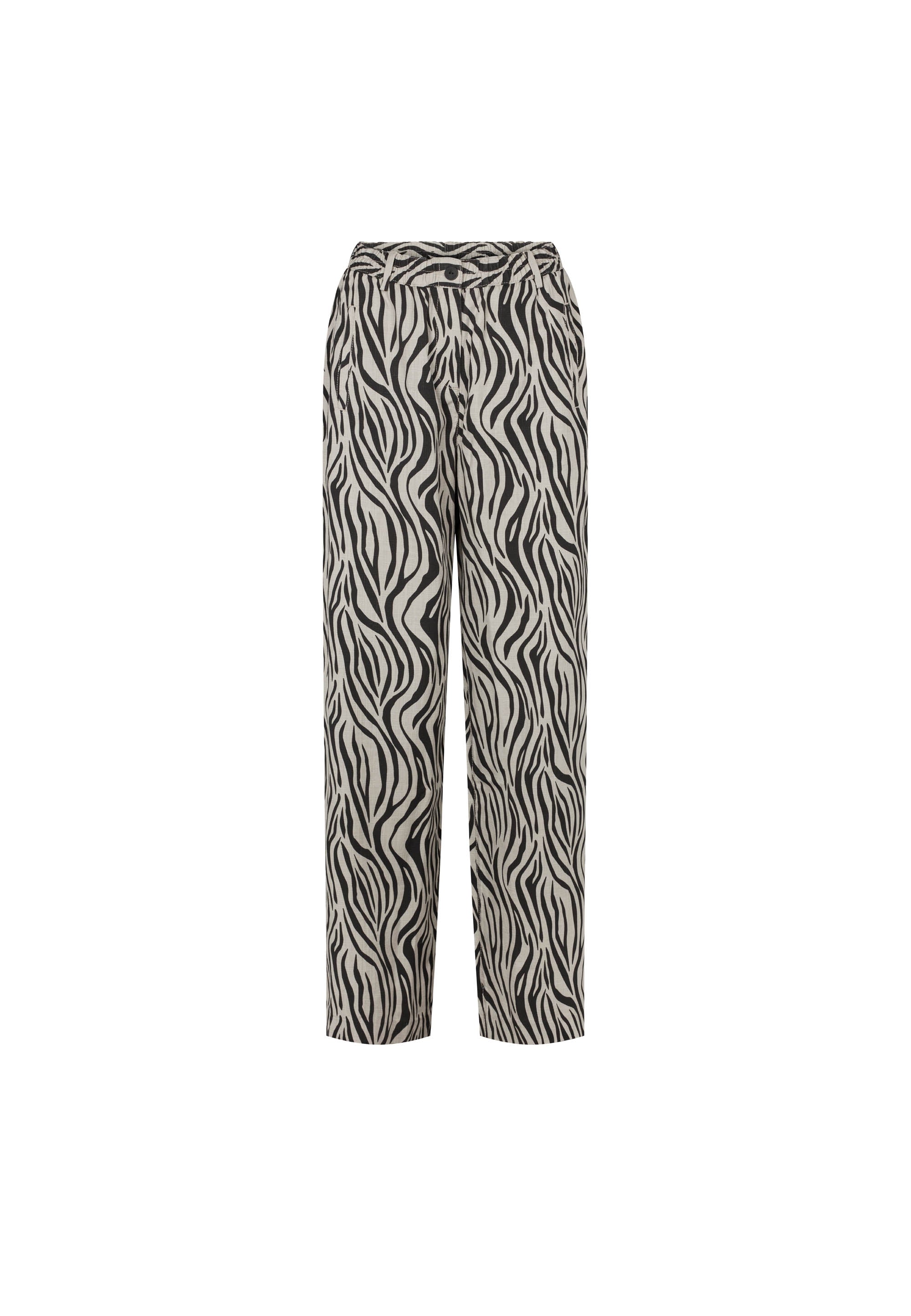 LAURIE  Broek Hilde Losse Middellange Grijze Zandprint