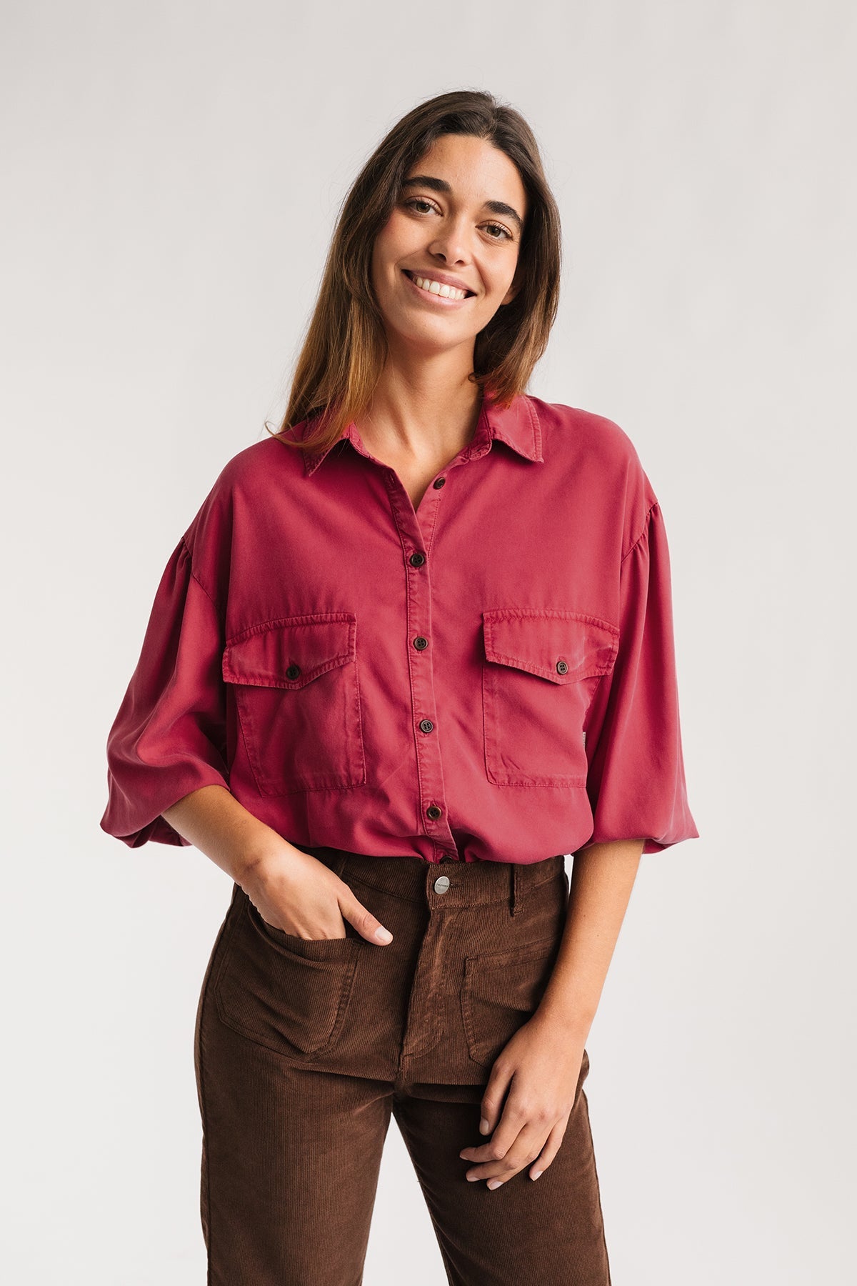 TWOTHIRDS  Shirt Hamushin Washed Fuchsia