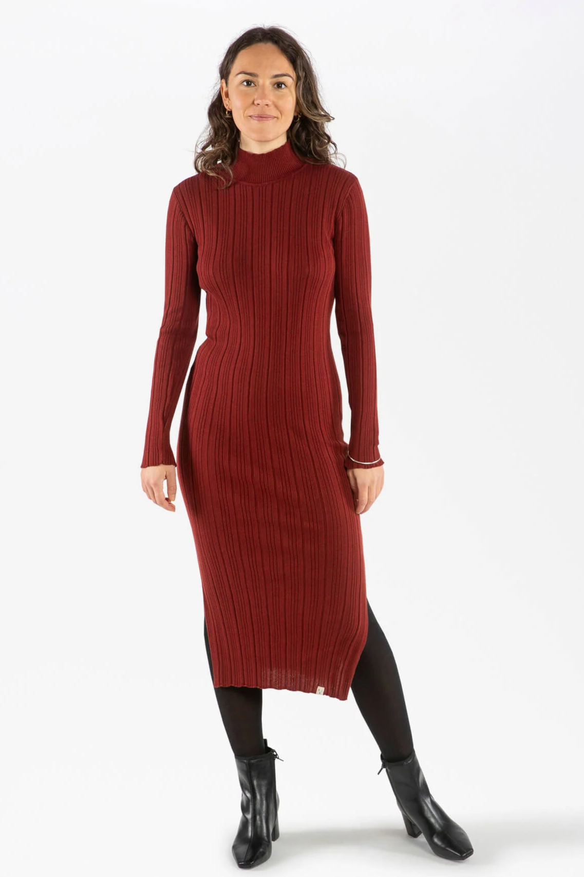 MATONA  Jurk Ribbed Maroon