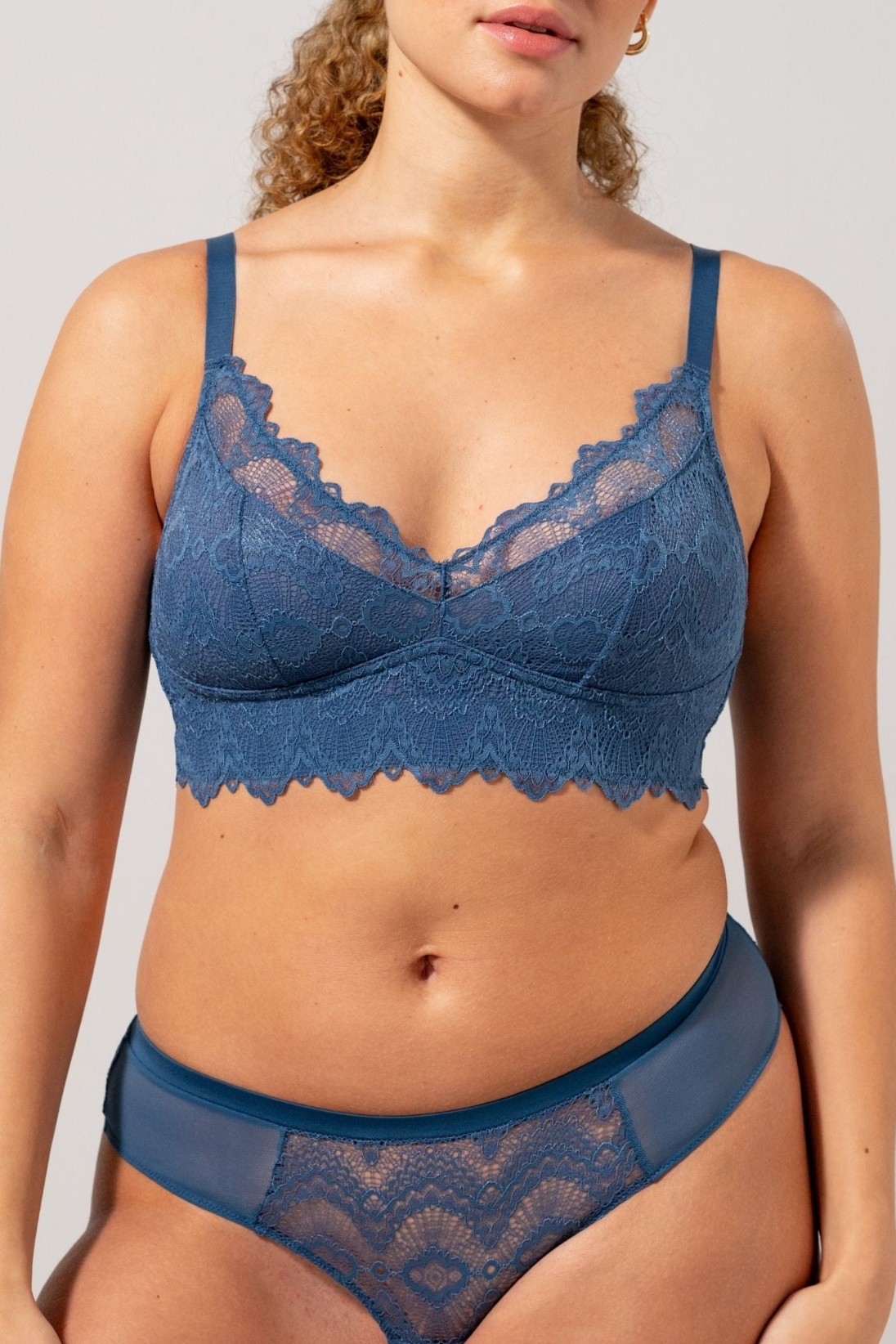 Understatement  Bralette Met Kanten Ondersteuning Vervaagd Blauw