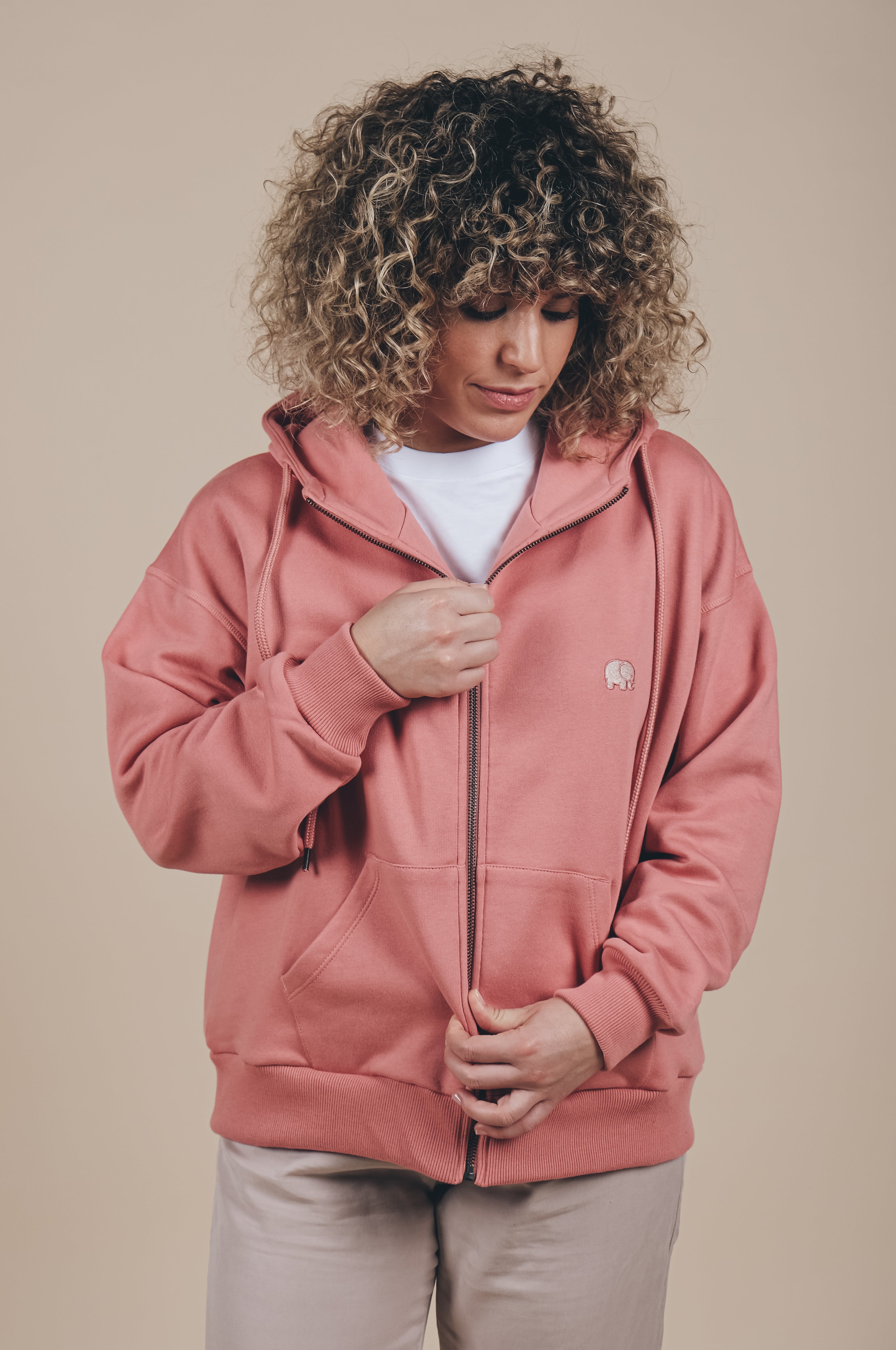 Trendsplant  Oversized Zip Hoodie Essential Rossette Roze