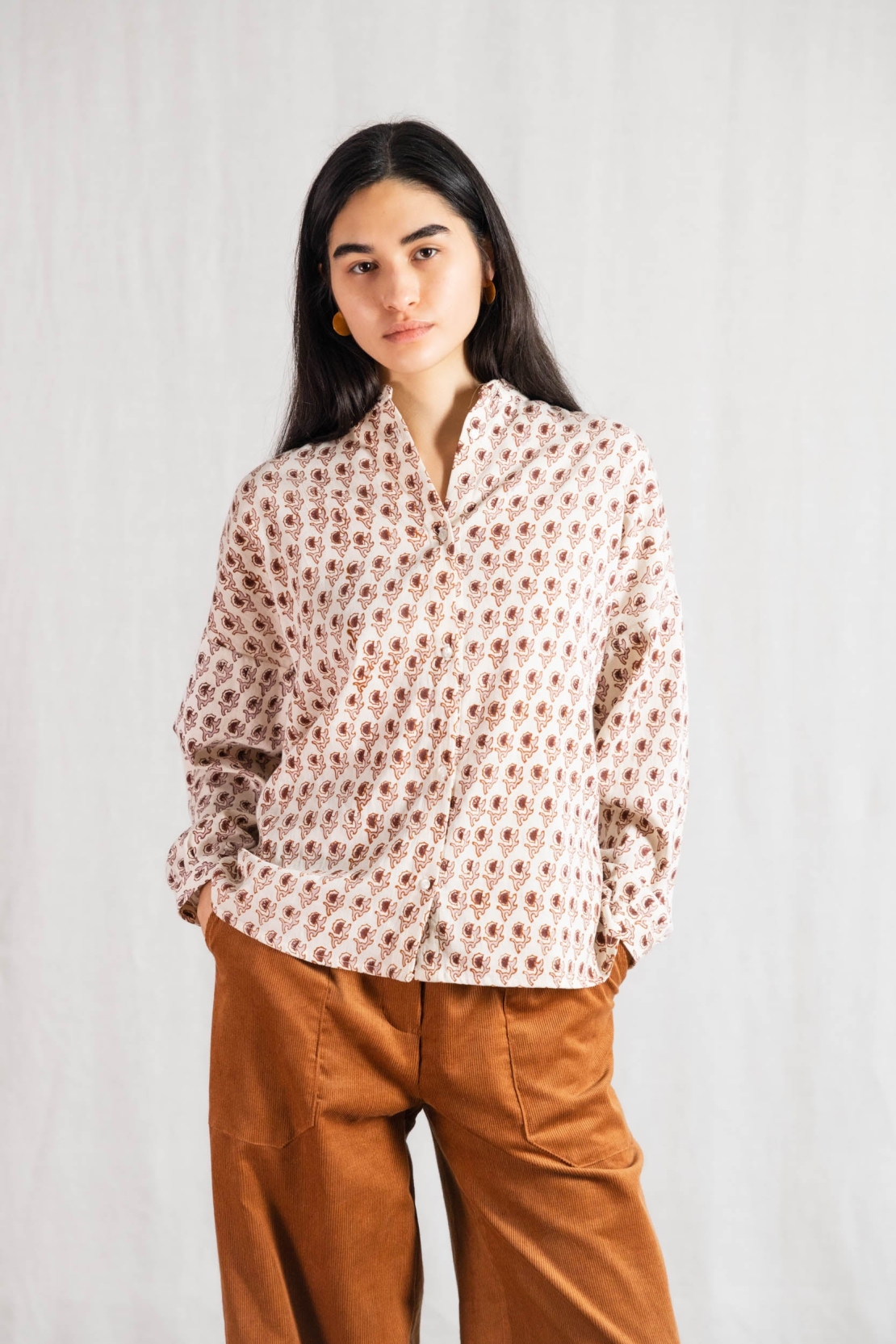 Jyoti - Fair Works  Blouse Hawali Blokprint Bruin