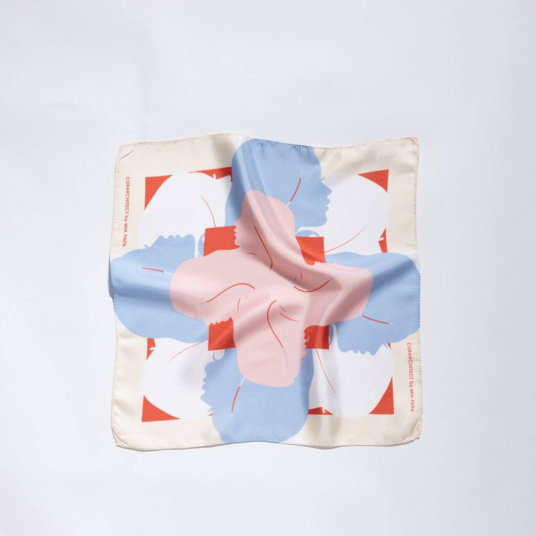 Silk Scarf - Light Blue & Orange