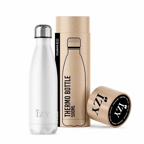 IZY Bottles Original White - Dubbelwandige RVS fles mat wit 500ml