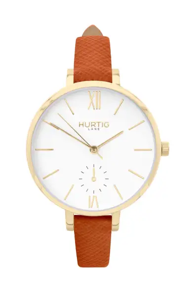 Hurtig Lane  Horloge Amalfi Petite Gold, White & Tan Oranje