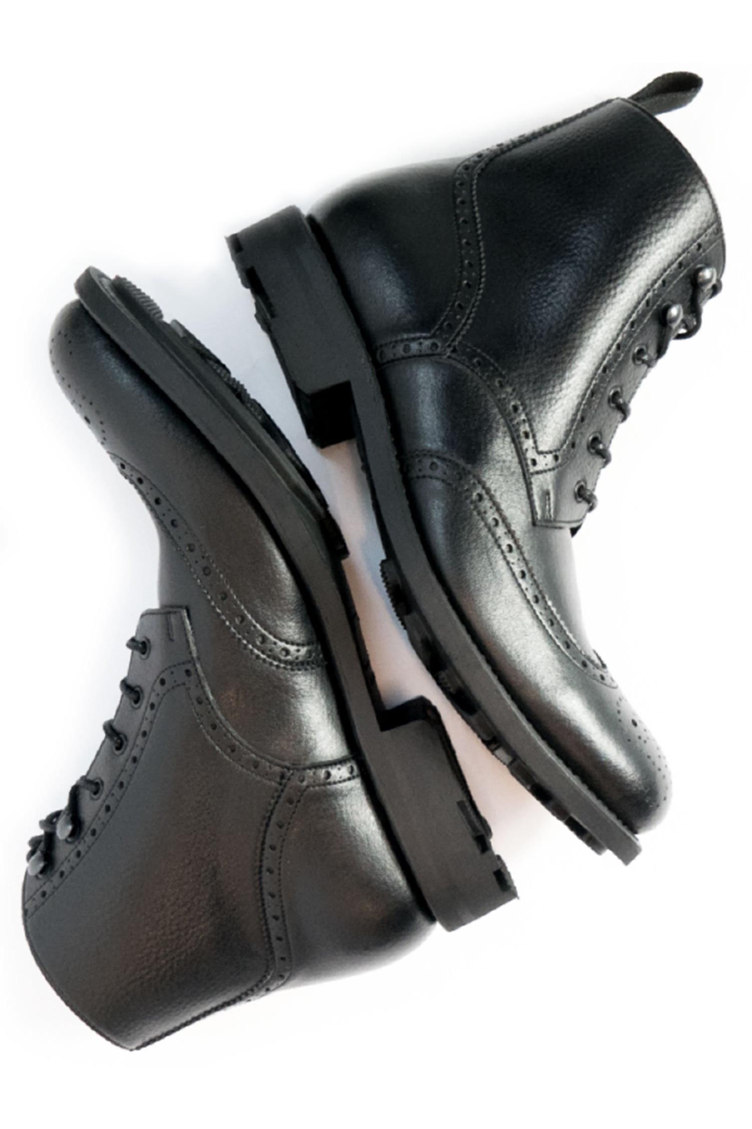 Will's Vegan Store mannen vegan Brogue Boots Goodyear Welt Zwart