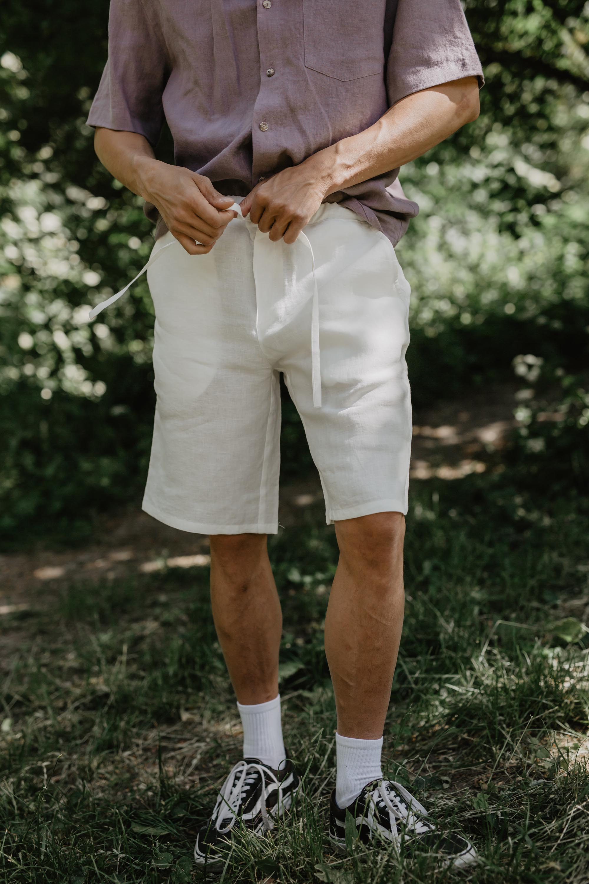 AmourLinen mannen vegan Klassieke Linnen Short Hermes Dusty Rose