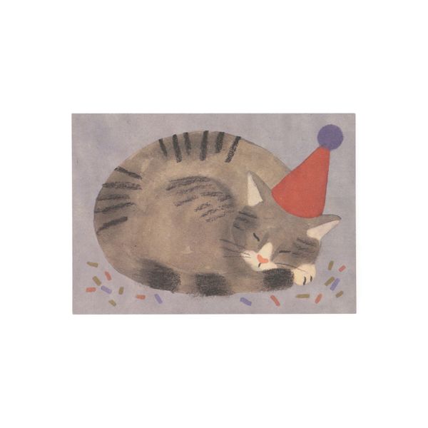 Kaart, poes met feesthoed