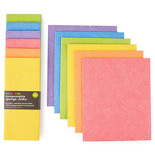 Eco Living Composteerbare Schoonmaakdoeken x6 - Regenboog