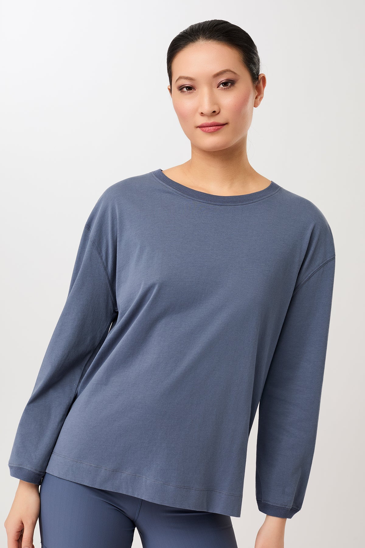 MANDALA  Dames Longsleeve Wijde Shirt Eclips Blauw