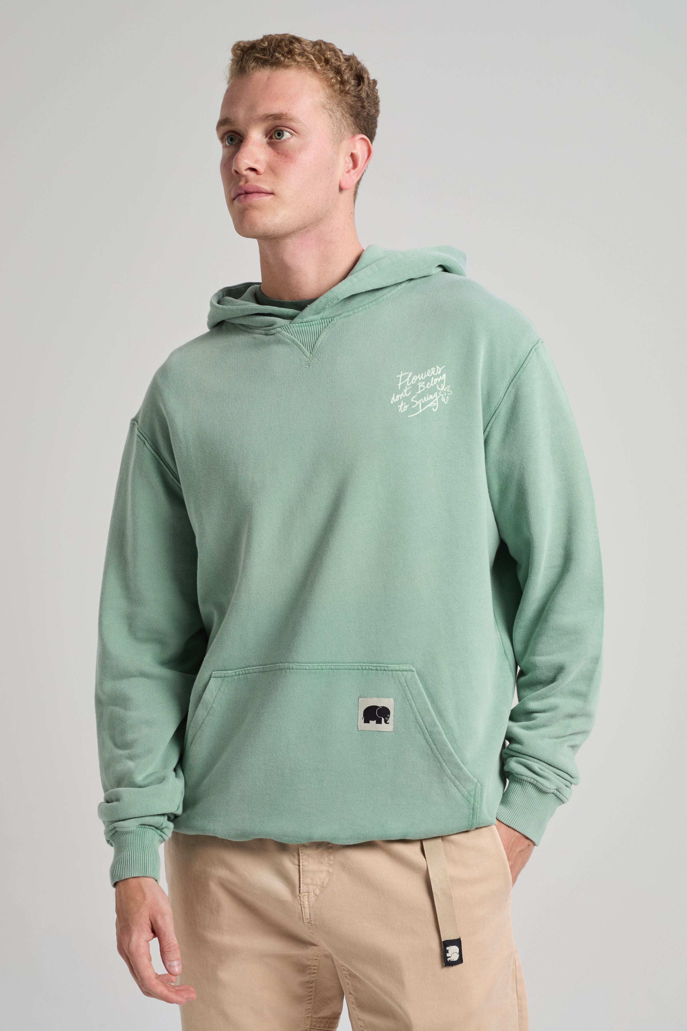 Trendsplant mannen vegan Hoodie Flowers Vintage Sage