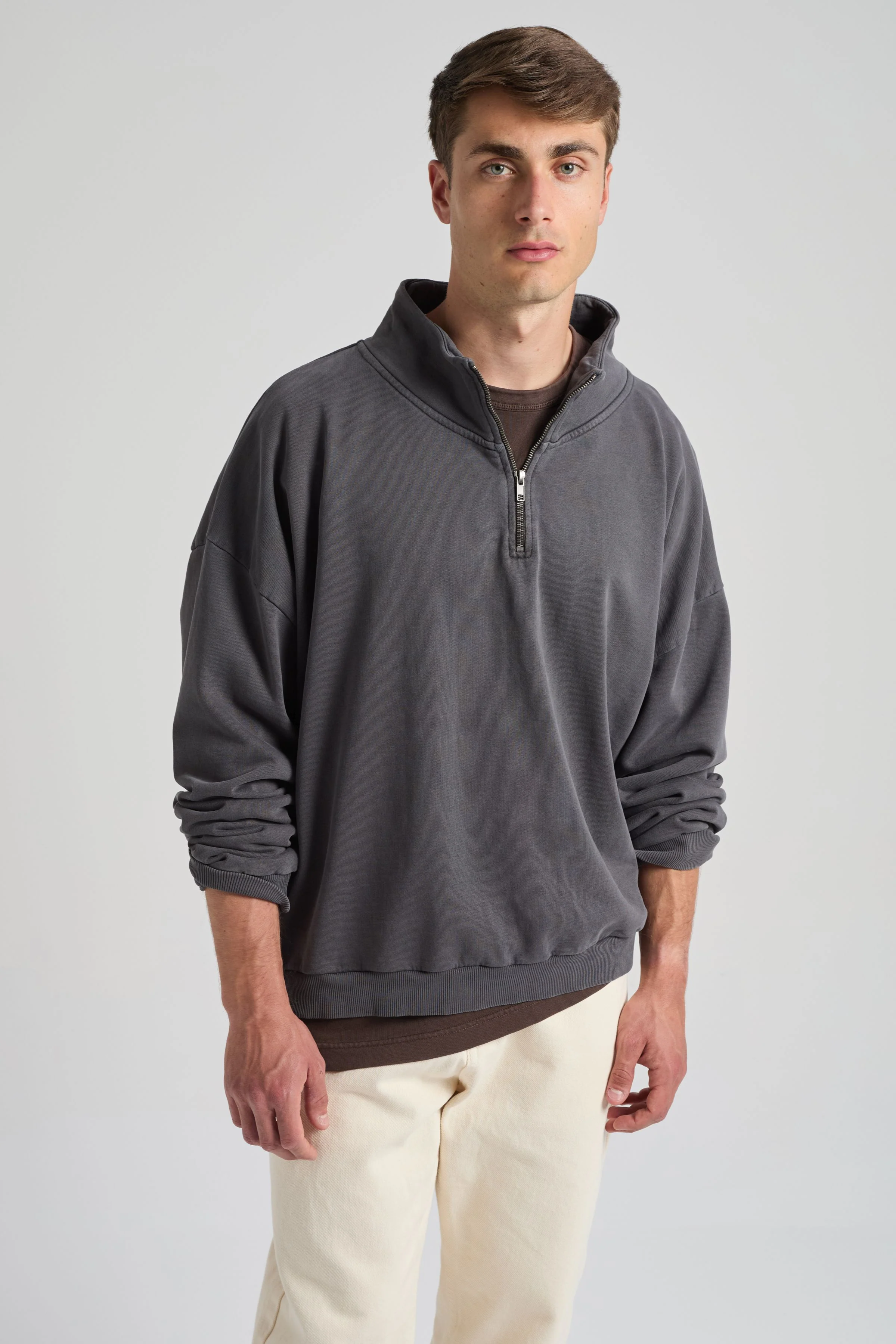 Trendsplant mannen vegan Sweatshirt Axis Super Heavy Quarter Zip Forged Iron Grey