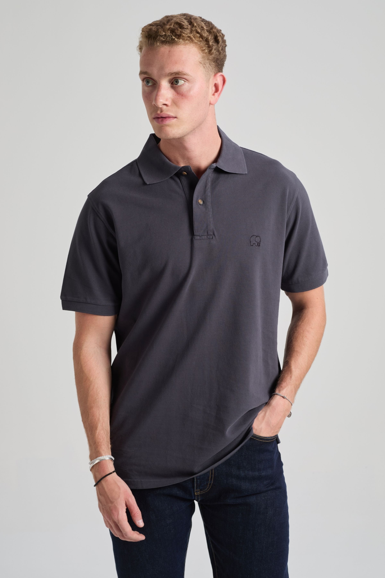 Trendsplant mannen vegan Polo Essential Bitumen Grey
