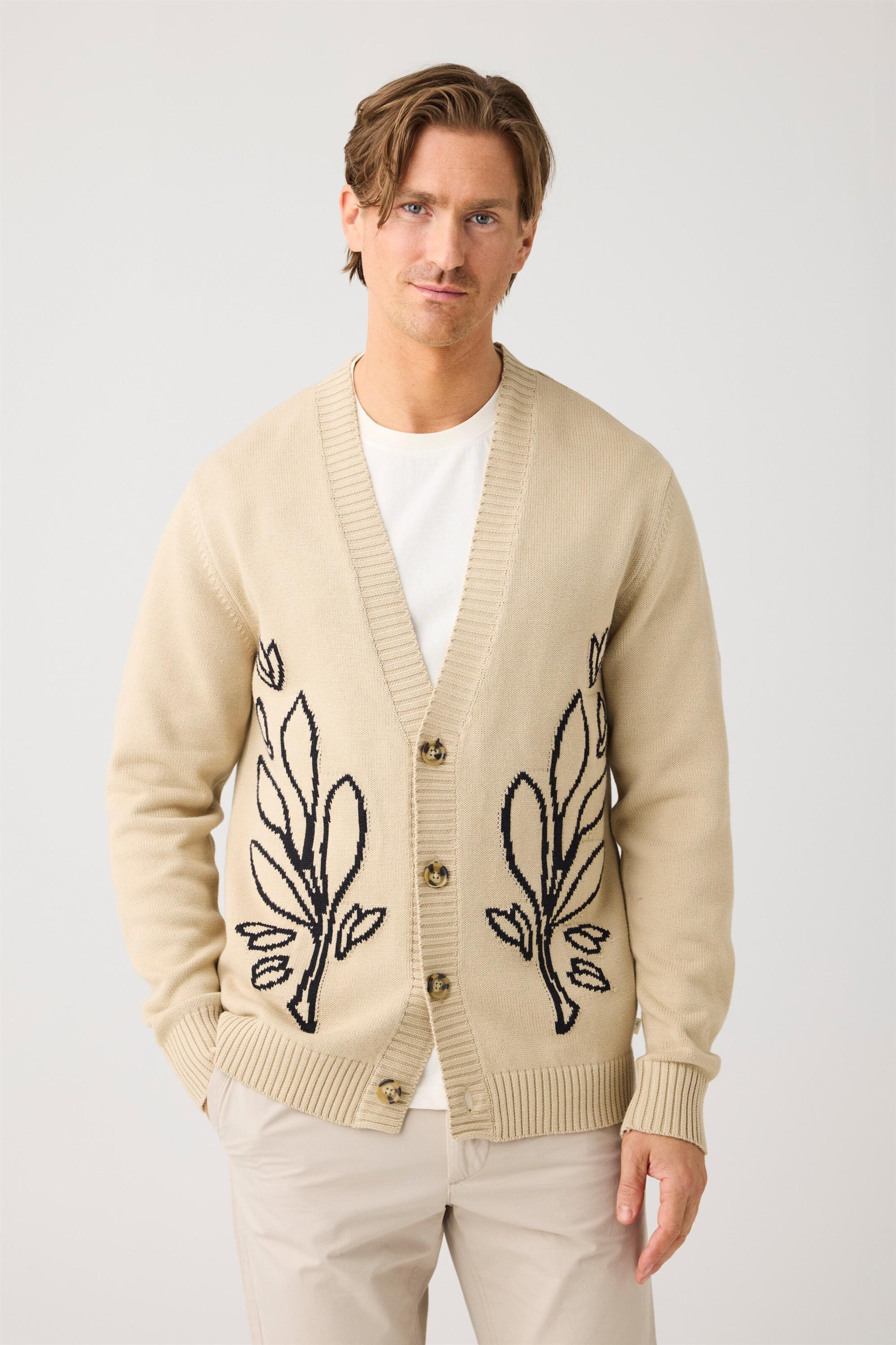 KnowledgeCotton Apparel mannen vegan Gebreid Vest Sos Jacquard Licht Verengrijs