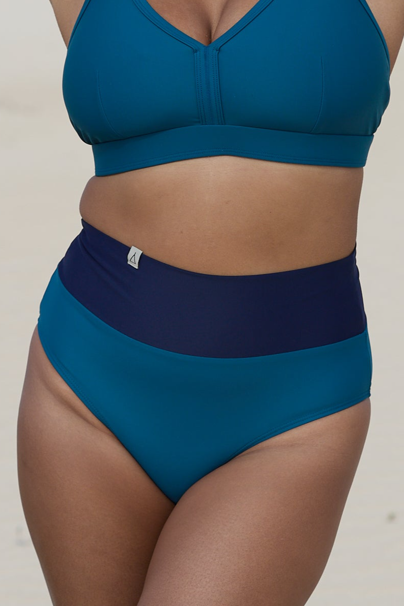 Inaska  Bikini Broekje Van Zacht Materiaal Met Hoge Taille, Petrol/Donkerblauw