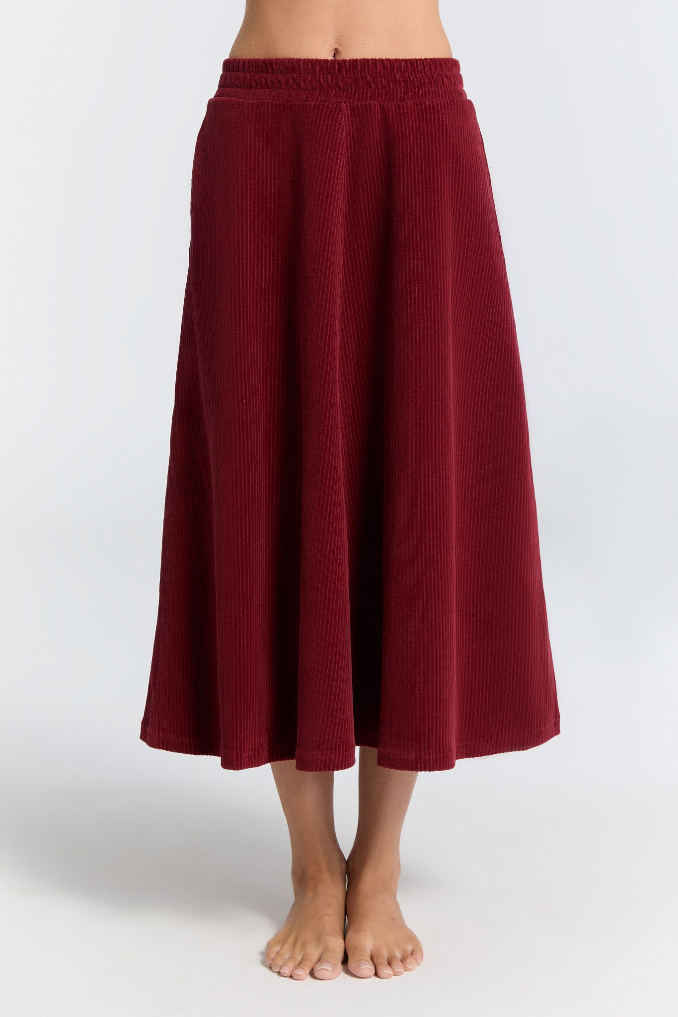 Leela Cotton  Rok Van Corduroy In Bordeauxrood