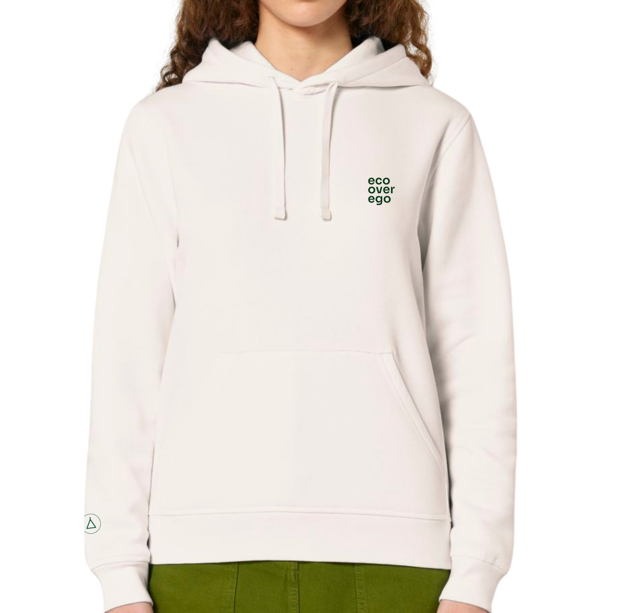 Inaska  Hoodie Statement Unisex Eco Vintage White Donkergroen