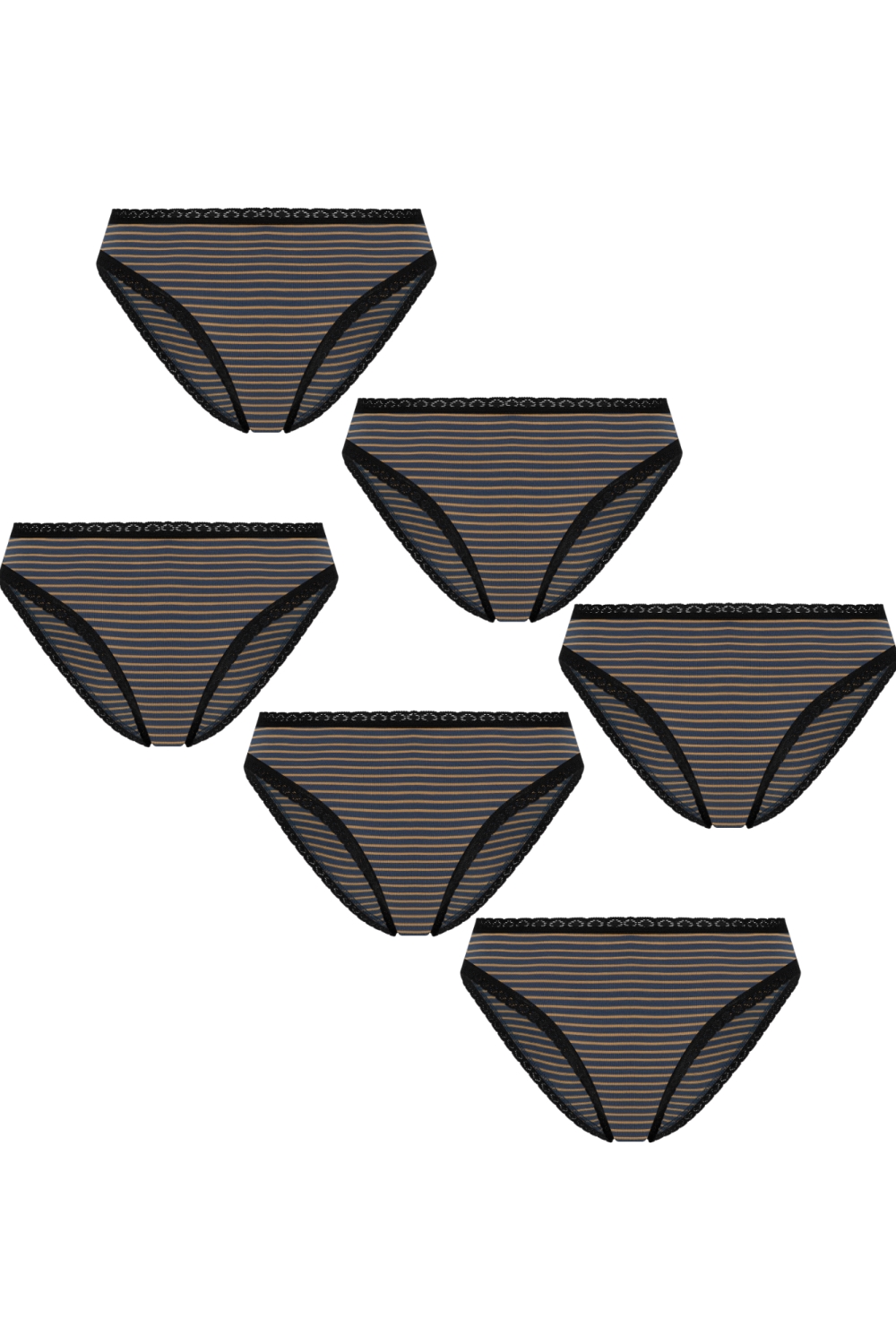 Albero Natur  Multipack Van 6 Slips Met Kant Indigo Gember