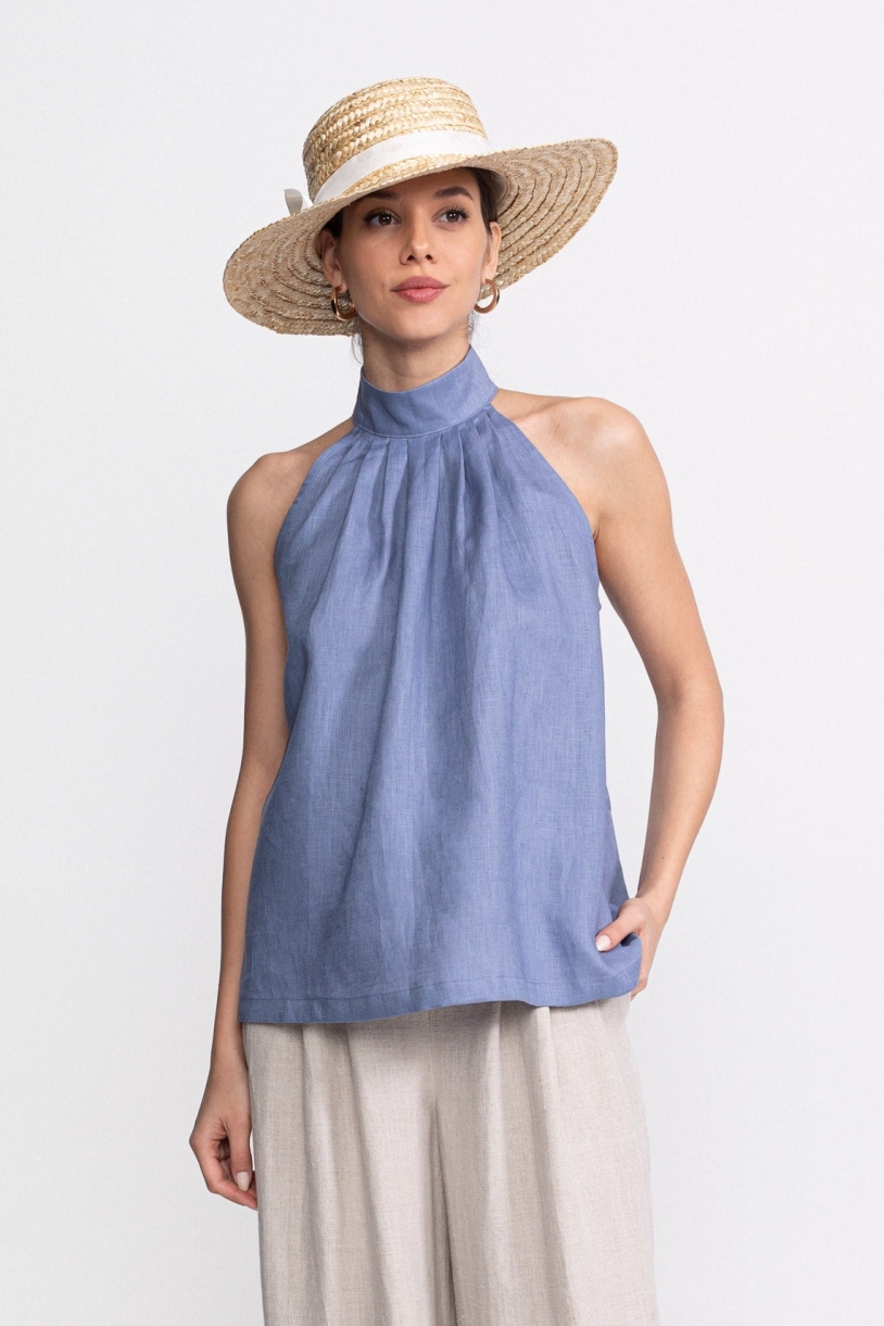 De IONESCU  Haltertop Tismana Dusty Blue