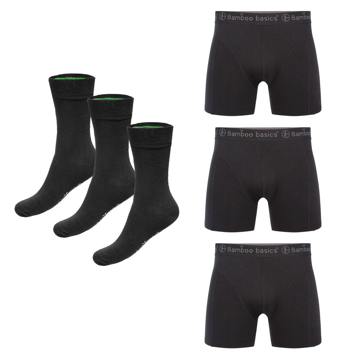 Voordeelbundel: Sokken (3-pack) + Boxershorts (3-pack) - Zwart