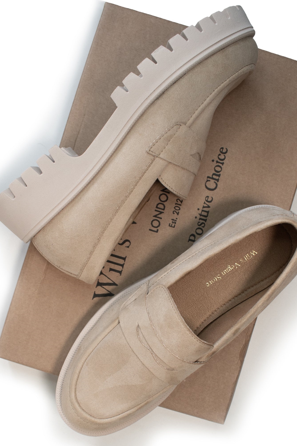 Will's Vegan Store  Loafers Dames Track Sole Vegan SuÃ¨de Beige
