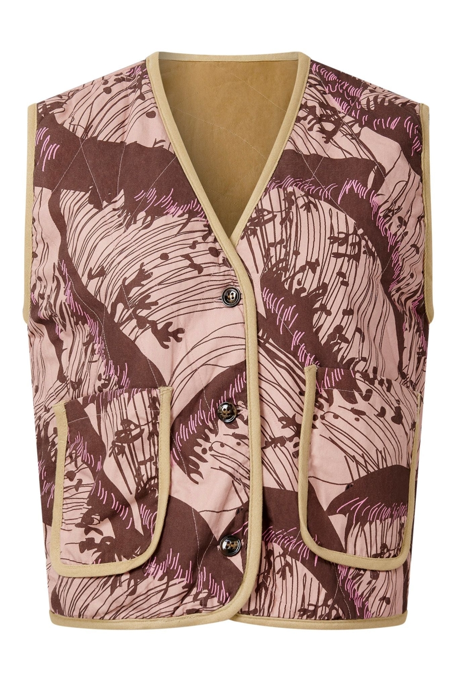 KOMODO  Gilet Reversible Wave Camel/Roze