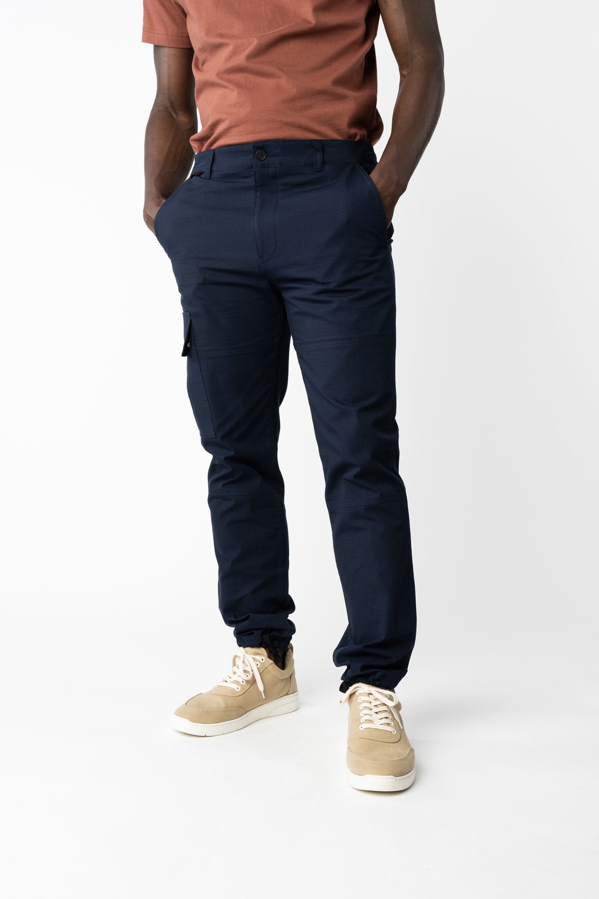 MELA mannen vegan Cargobroek Rajesh Marineblauw
