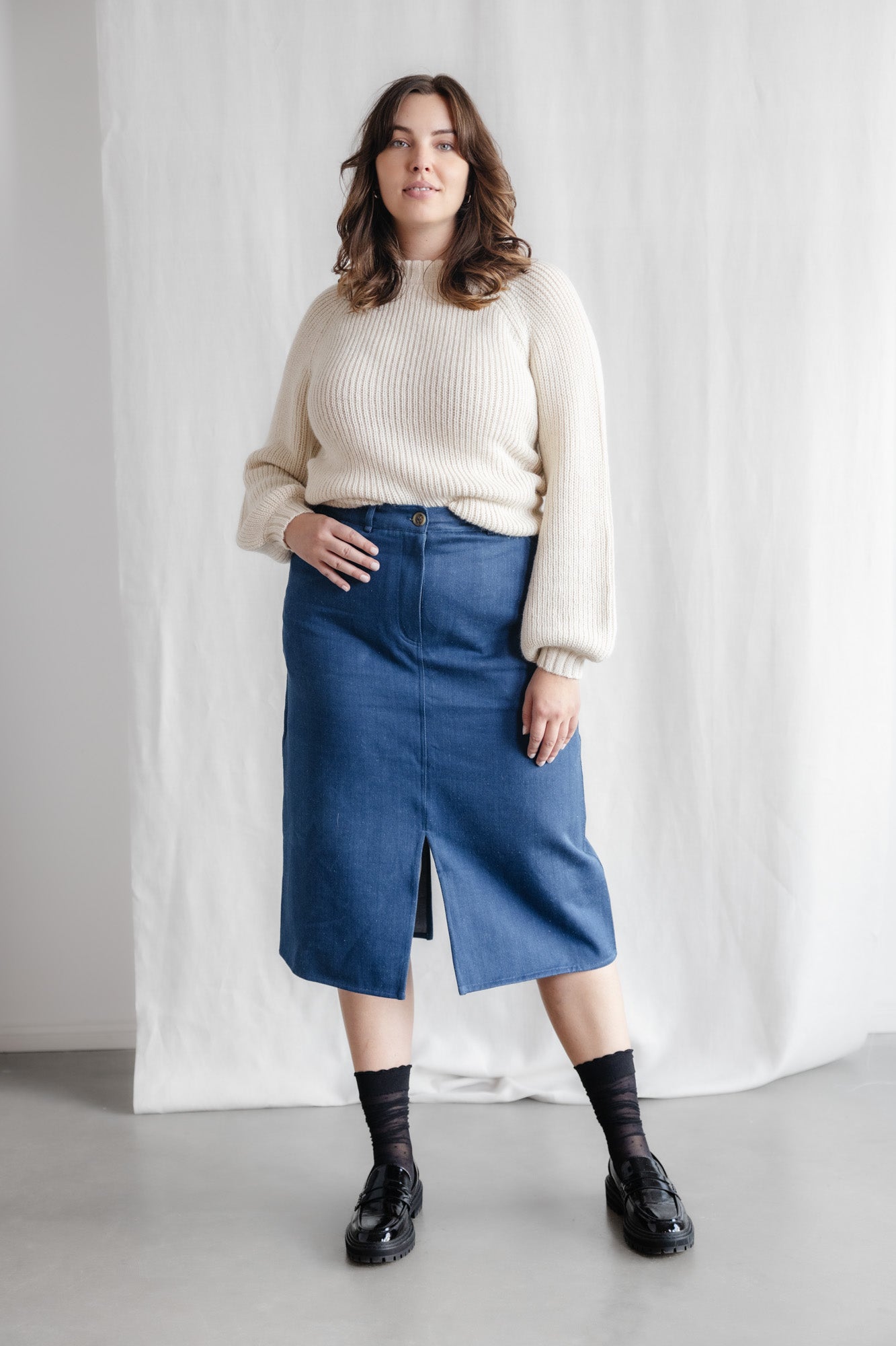 Jyoti - Fair Works  Rok Aleena Denim Blauw