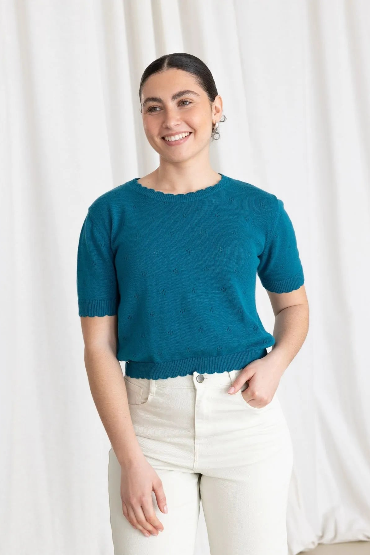 Clotsy  Top Korte Mouw Oceaanblauw
