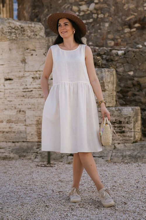 Amber Linen  Jurk Smock Provence CrÃ¨me