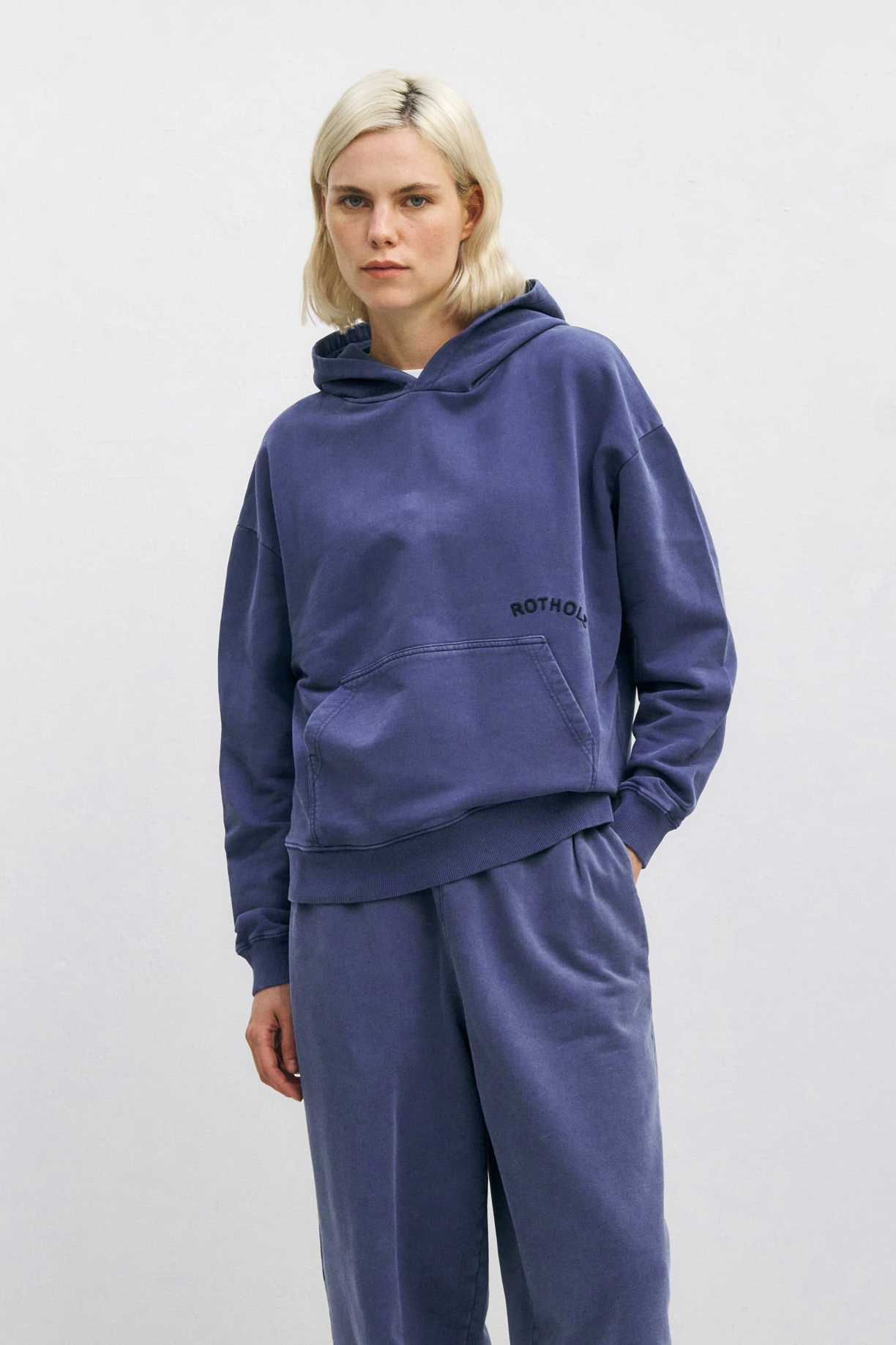 Rotholz  Hoodie Logo Gewassen Blauw