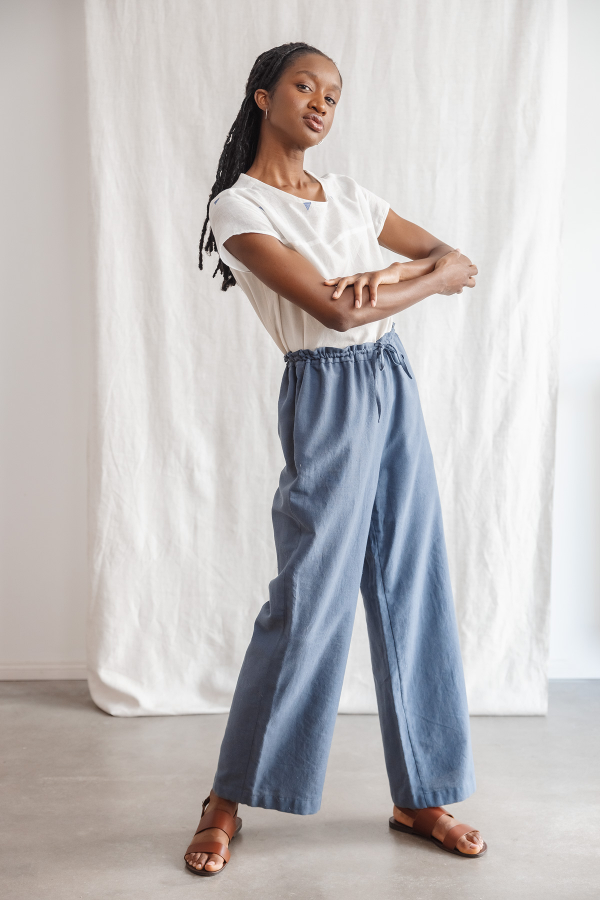 Jyoti Fair Works  Broek Jamuna Blauw Grijs