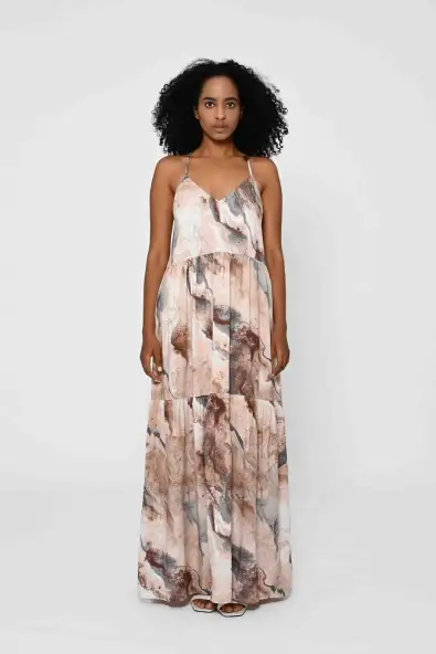 LOVJOI  Maxi Jurk Tapajo Marmer