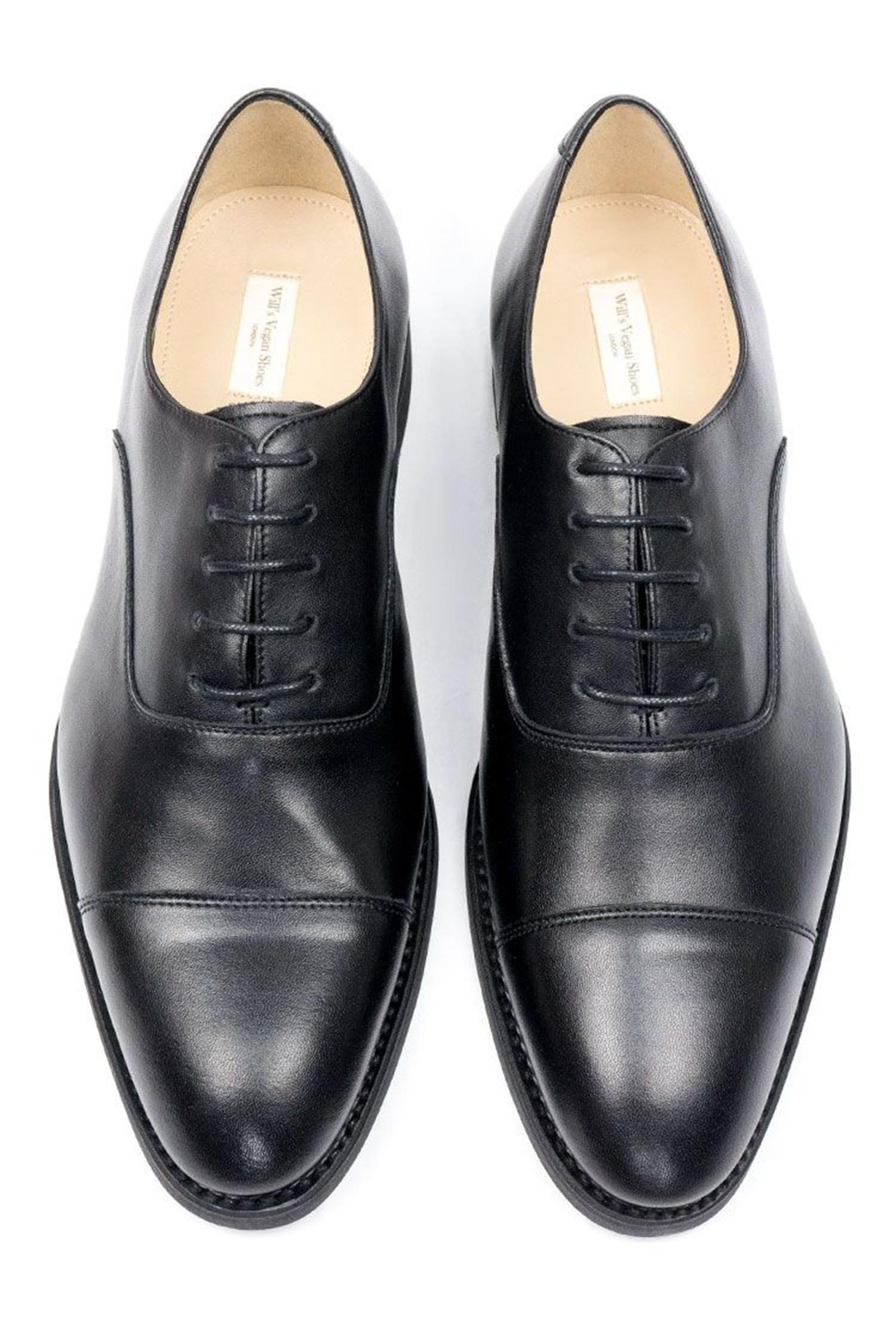 Will's Vegan Store mannen vegan Oxford Schoenen Goodyear Welt Zwart