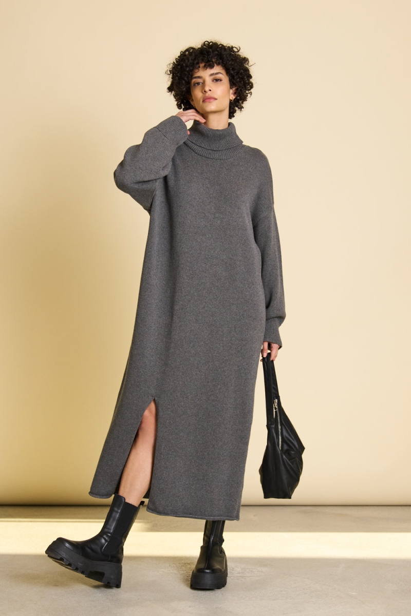 JAN 'N JUNE  Midi Jurk Inari Donkergrijs
