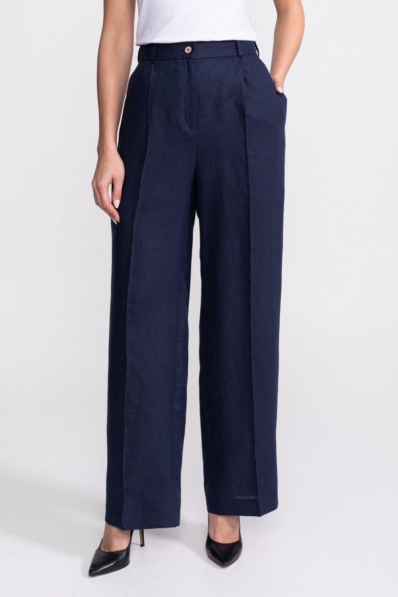 De IONESCU  Broek Figa Linnen Marineblauw