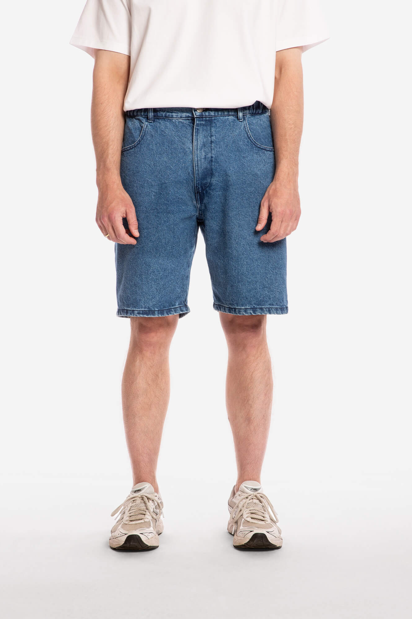 MATONA mannen vegan Losse Shorts Van Spijkerstof, Middenblauw