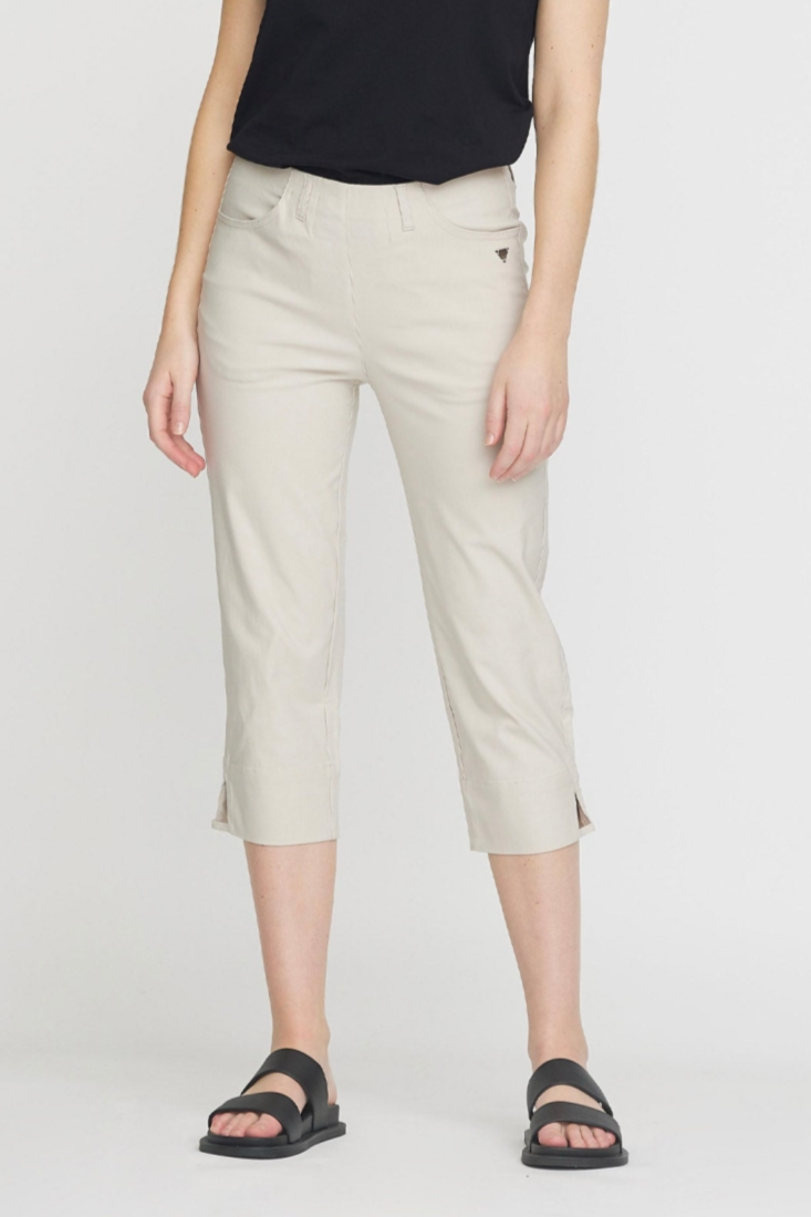 LAURIE  Broek Anabelle Regular Capri Middellang Grijs Zand