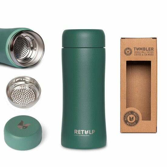 ReTulp Tumbler Teal Green, RVS Thermosfles - drinkbeker 300ml