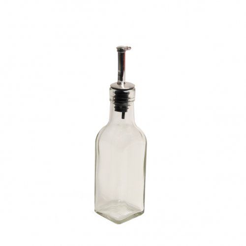 Olie- of azijnflesje, glas, vierkant, 175 ml